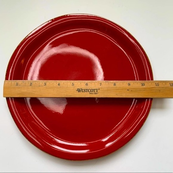 VIETRI Set of 4 Large Rosso Vecchio RETIRED Red Glaze Pottery Plates Italy - Picture 3 of 6